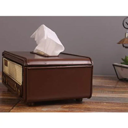 🎁Retro Radio Shape Tissue Box – Paper Towel & Napkin Holder for Home, Bar, Office