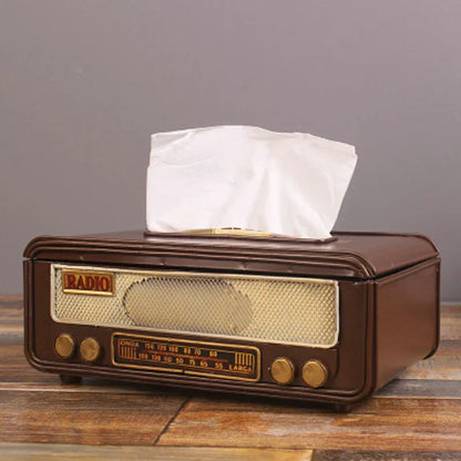 🎁Retro Radio Shape Tissue Box – Paper Towel & Napkin Holder for Home, Bar, Office